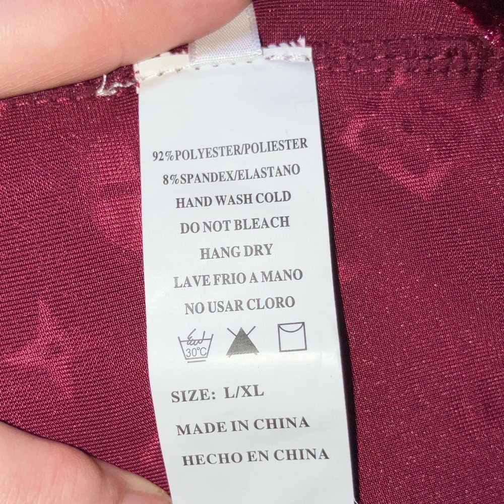 Velvet Burgundy Patterned Pants - Picture 9 of 9